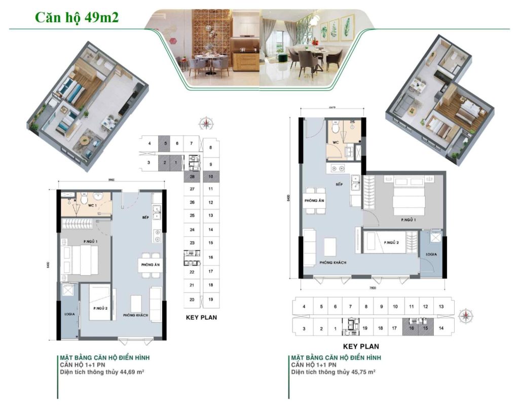 Thiết kế căn hộ 49m2 - 1PN+