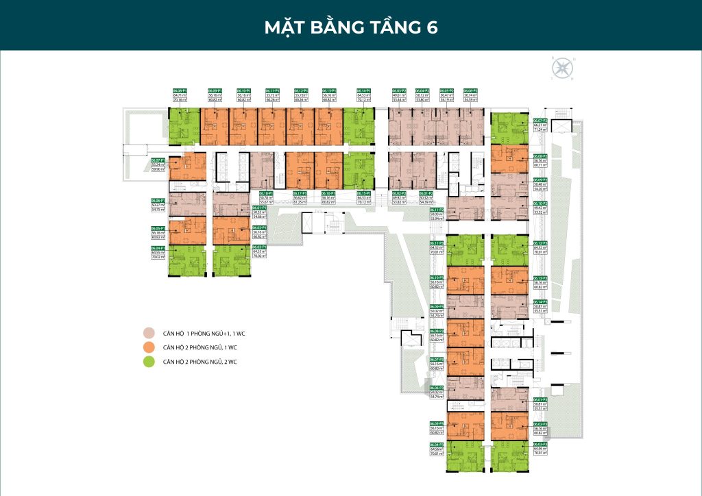 Mặt bằng căn hộ Hi-Ceiling tầng 6 tại Picity Sky Park