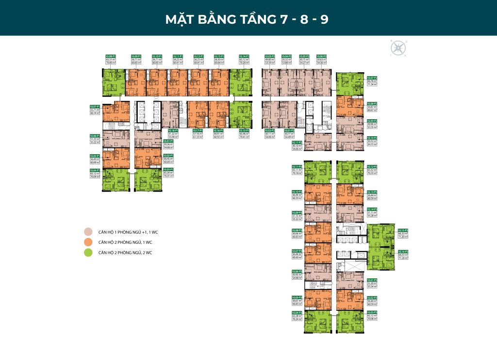 Mặt bằng căn hộ Hi-Ceiling tầng 7,8,9 tại Picity Sky Park