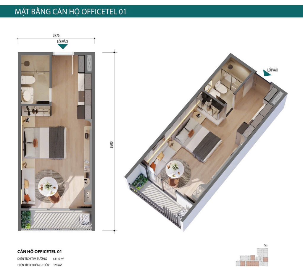 Mặt bằng Officetel Picity Sky Zen