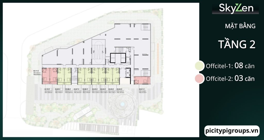 Mặt bằng tầng 2 tại dự án Picity Sky Zen