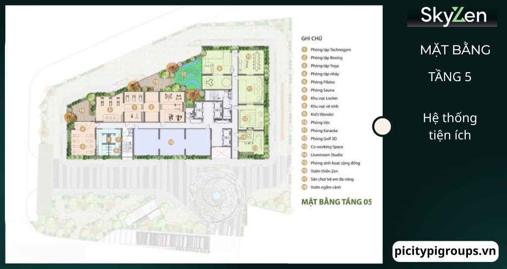 Mặt bằng tầng 5 tại dự án Picity Sky Zen