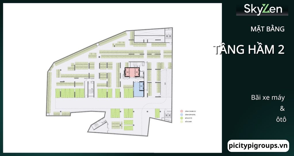 Mặt bằng tầng hầm 2 tại dự án Picity Sky Zen