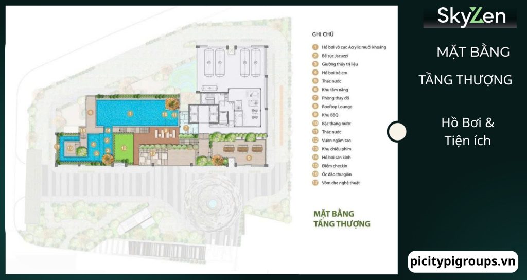 Mặt bằng tầng thượng tại dự án Picity Sky Zen