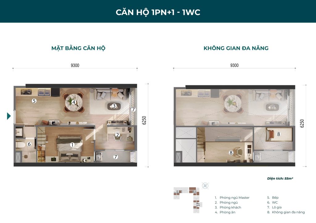 Thiết kế căn hộ 1PN+ tại Picity Sky Park