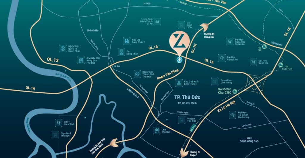 Vị trí căn hộ Picity Sky Zen liền kề trục đường Phạm Văn Đồng