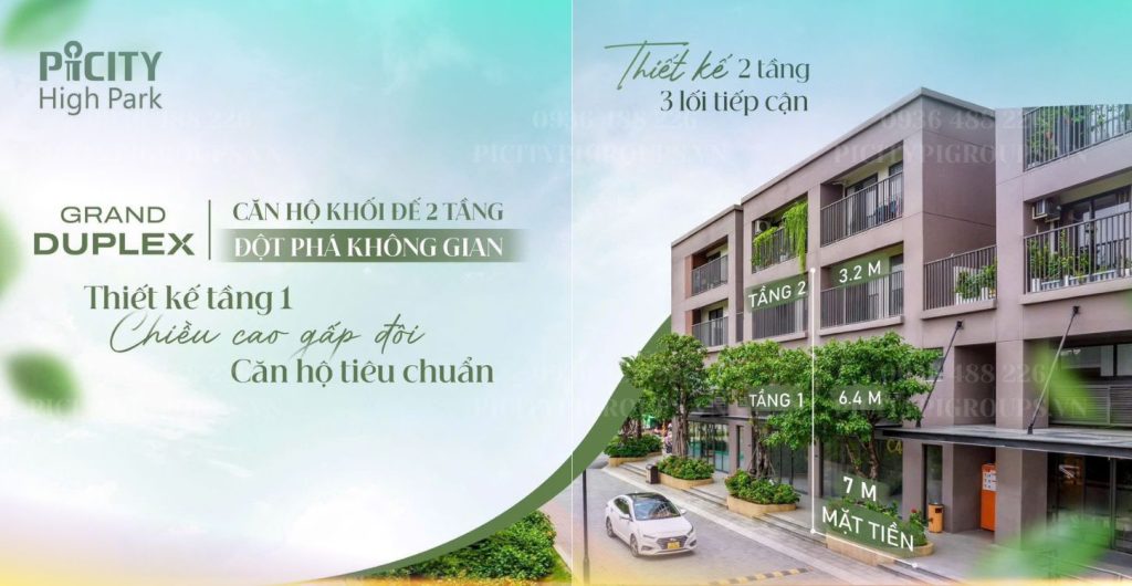 Căn hộ khối đế 2 tầng - Tầng 1 cao gấp đôi căn hộ tiêu chuẩn