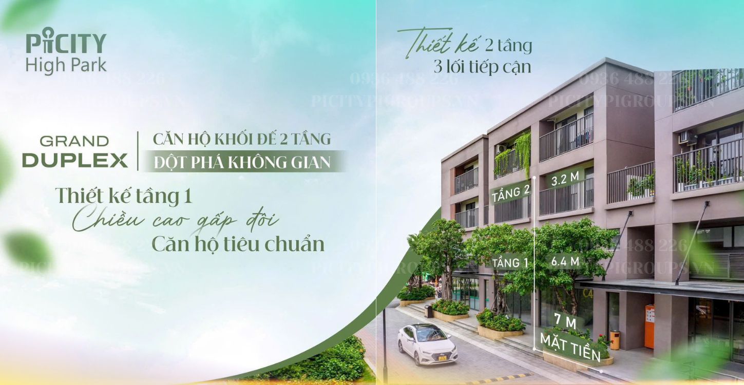 Căn hộ khối đế 2 tầng - Tầng 1 cao gấp đôi căn hộ tiêu chuẩn