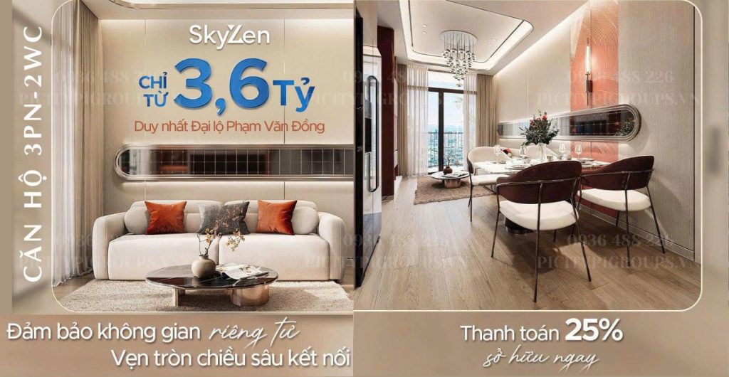 Picity SkyZen - Căn hộ 3PN-2WC Giá chỉ từ 3,6 Tỷ tại Phạm Văn Đồng