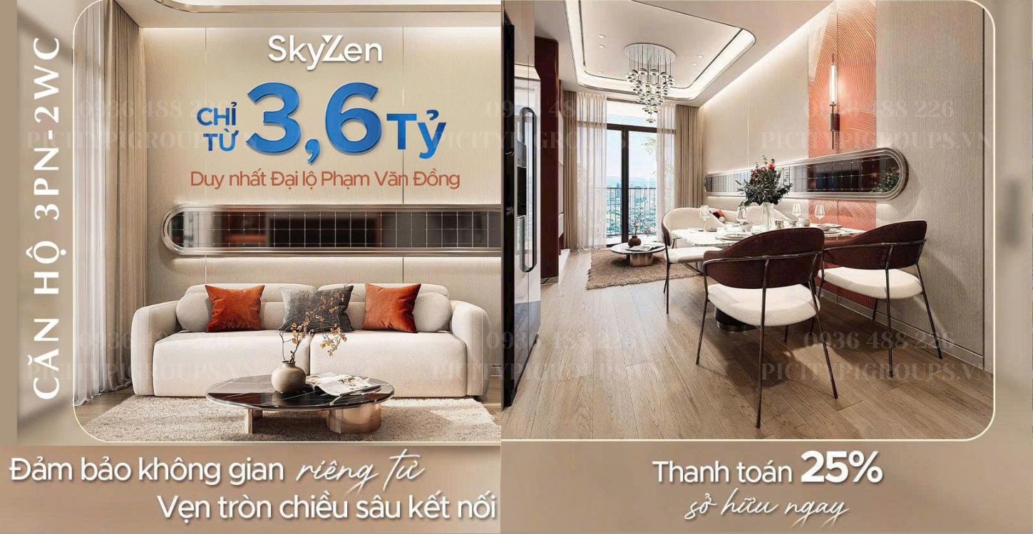 Picity SkyZen - Căn hộ 3PN-2WC Giá chỉ từ 3,6 Tỷ tại Phạm Văn Đồng