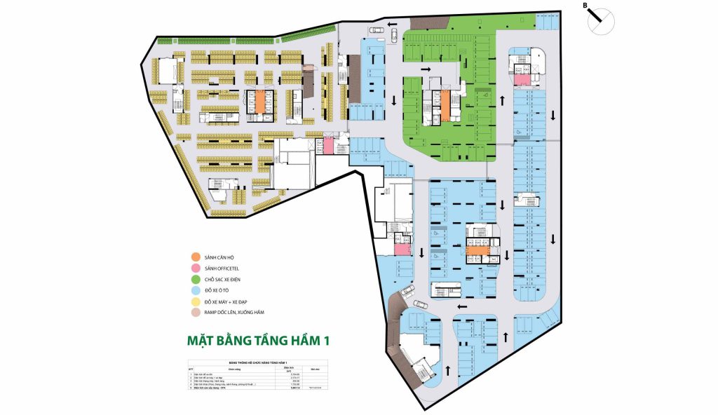 Mặt bằng hầm 1 căn hộ Picity Sky Park