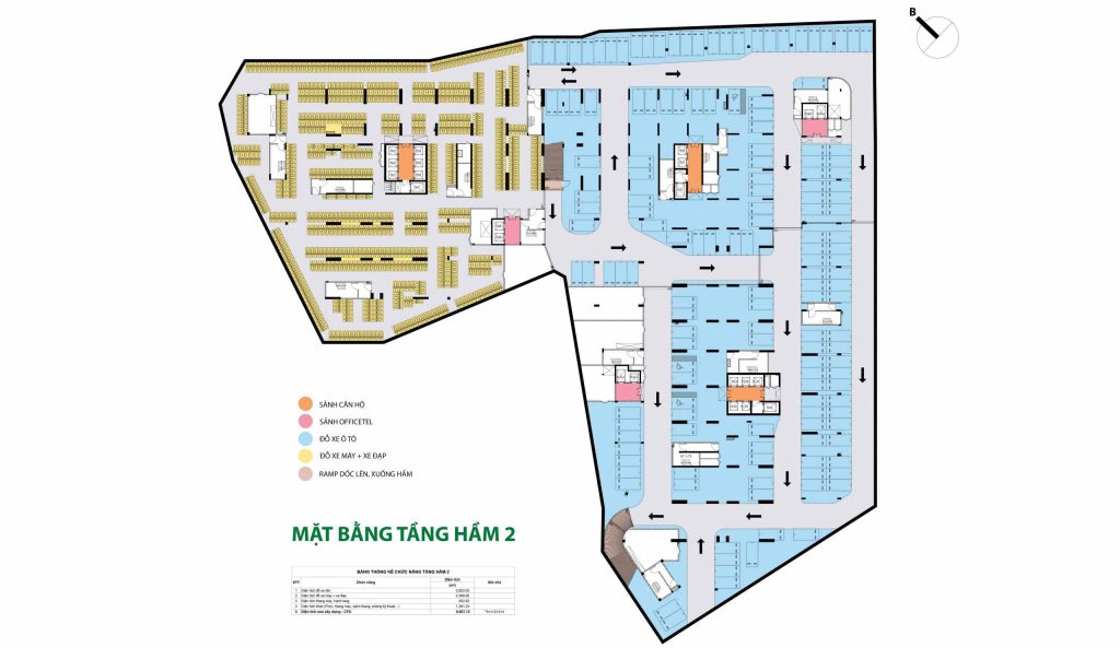 Mặt bằng hầm 2 căn hộ Picity Sky Park
