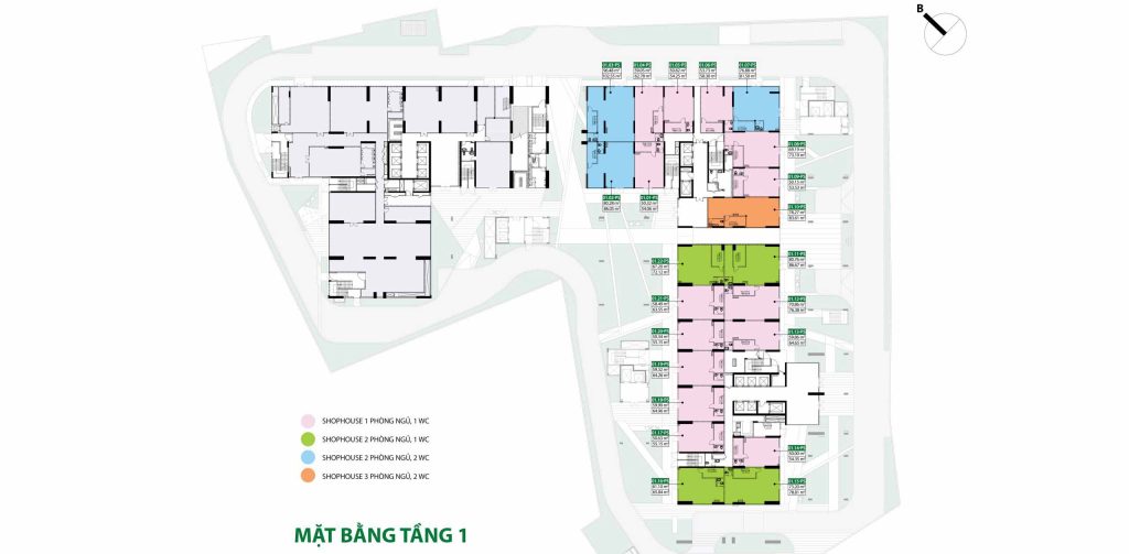 Mặt bằng tầng 1 căn hộ Picity Sky Park