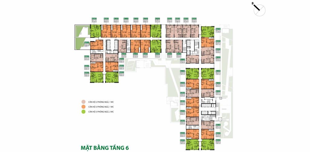 Mặt bằng tầng 6 căn hộ Picity Sky Park