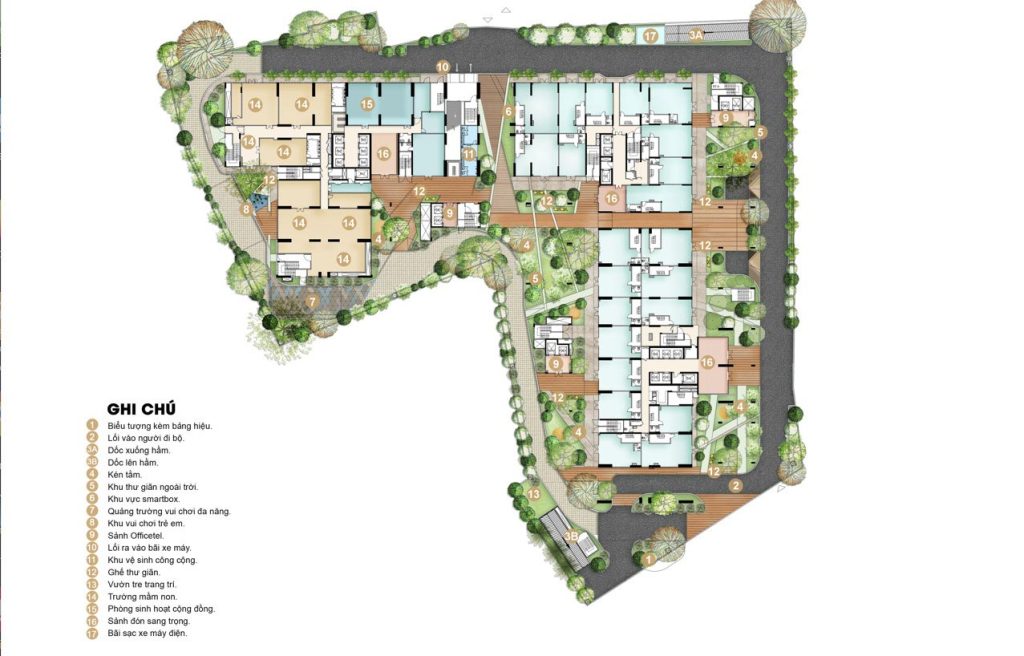 Mặt bằng tiện ích tầng 1 căn hộ Picity Sky Park
