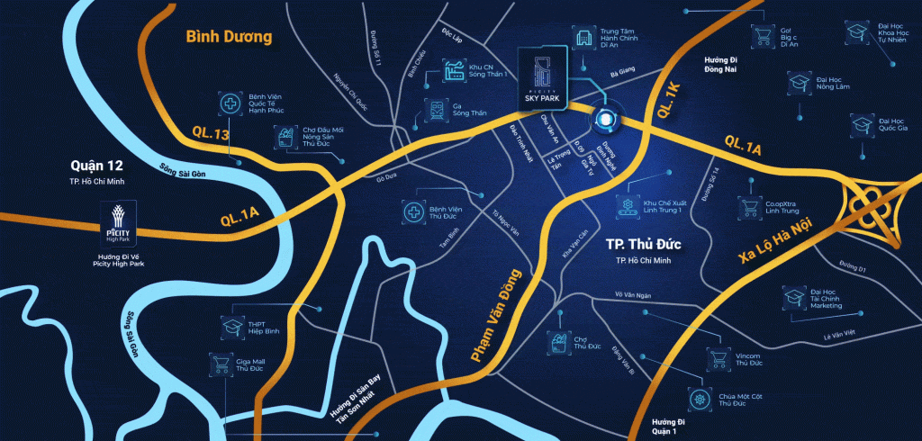 Vị trí chiến lược của dự án căn hộ Picity Sky Park