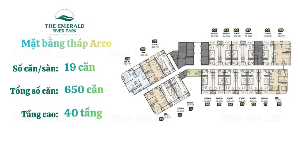 Mặt bằng tháp Arco tại căn hộ The Emerald Rever Park